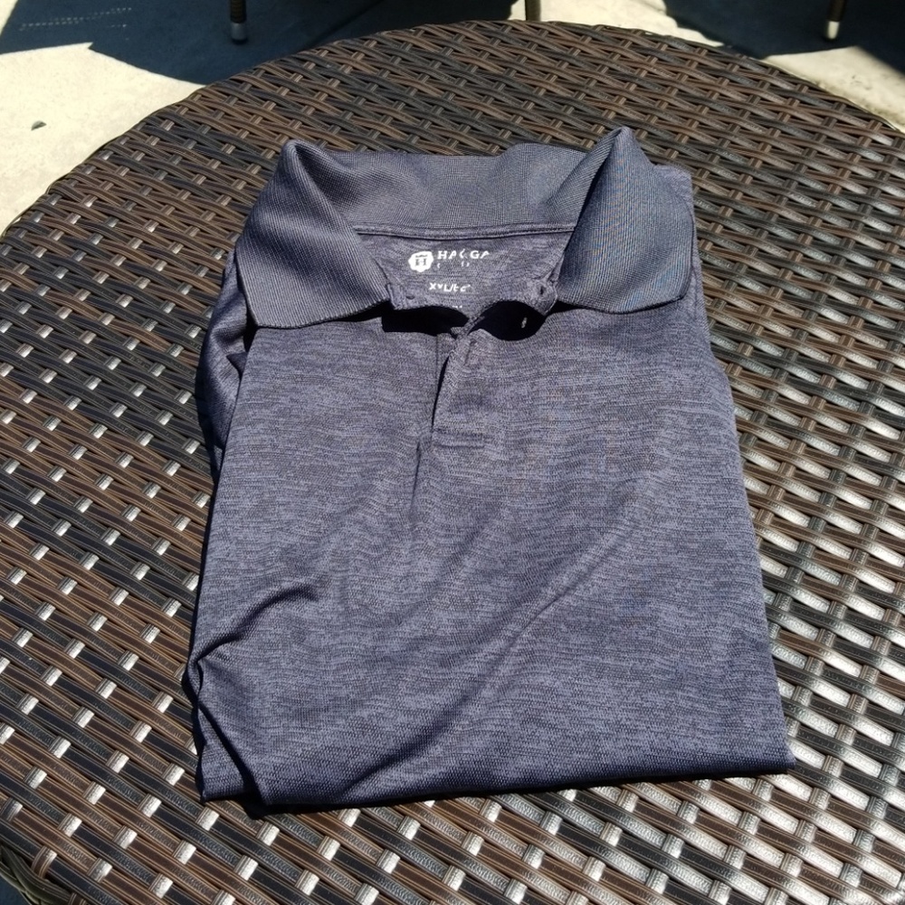 Haggar Black Heather Moisture Wicking Polo